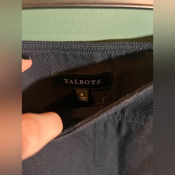 Talbots Navy Nautical Skirt Gold Buttons Split - Picture 5 of 7